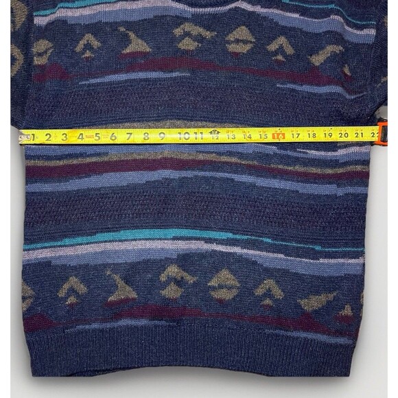 Vintage 90s Cambio Italia Sweater Men’s L Abstract Knit Wool Blend Made in Italy - Picture 6 of 6